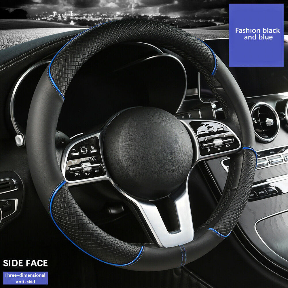 Microfiber Leather Steering Wheel Protector Cover Car SUV Anti-Slip Fit 14.5-15"