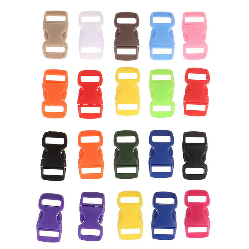 20x 3/8"10mm Wide Side Release Buckle Pacord Bracelet DIY Dog Coll Strap .l8