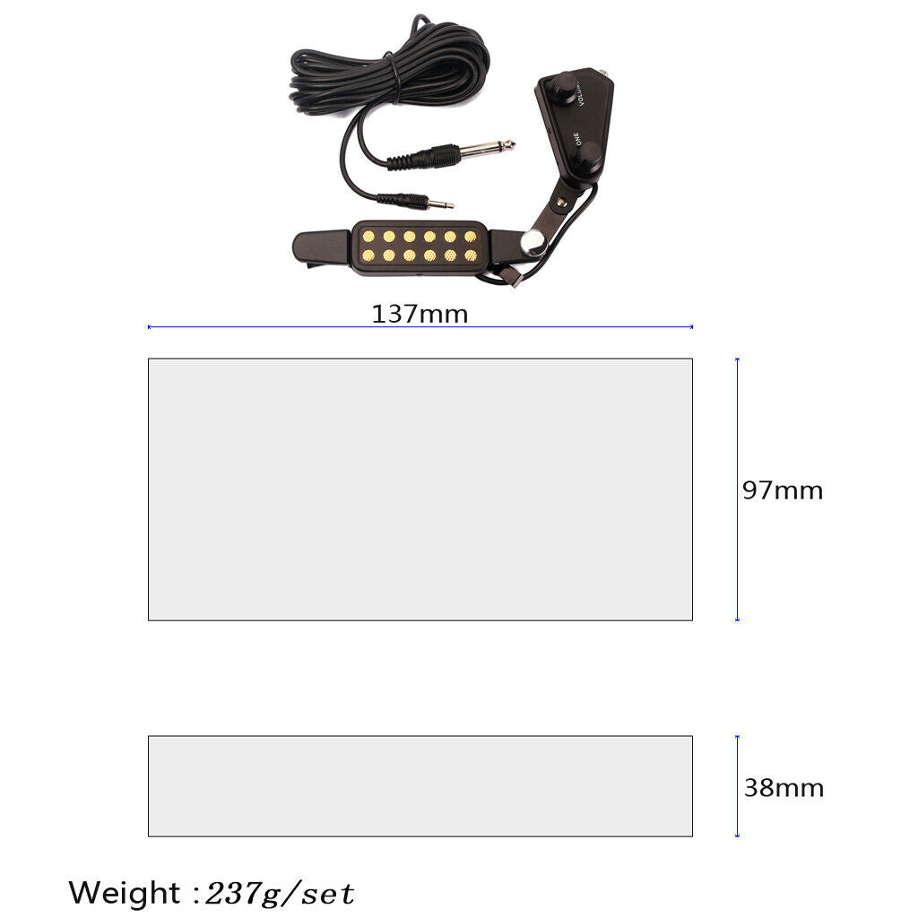 12 Holes Guitar Transducer Pickup Pickup With  Cable For Acoustic Guitar,