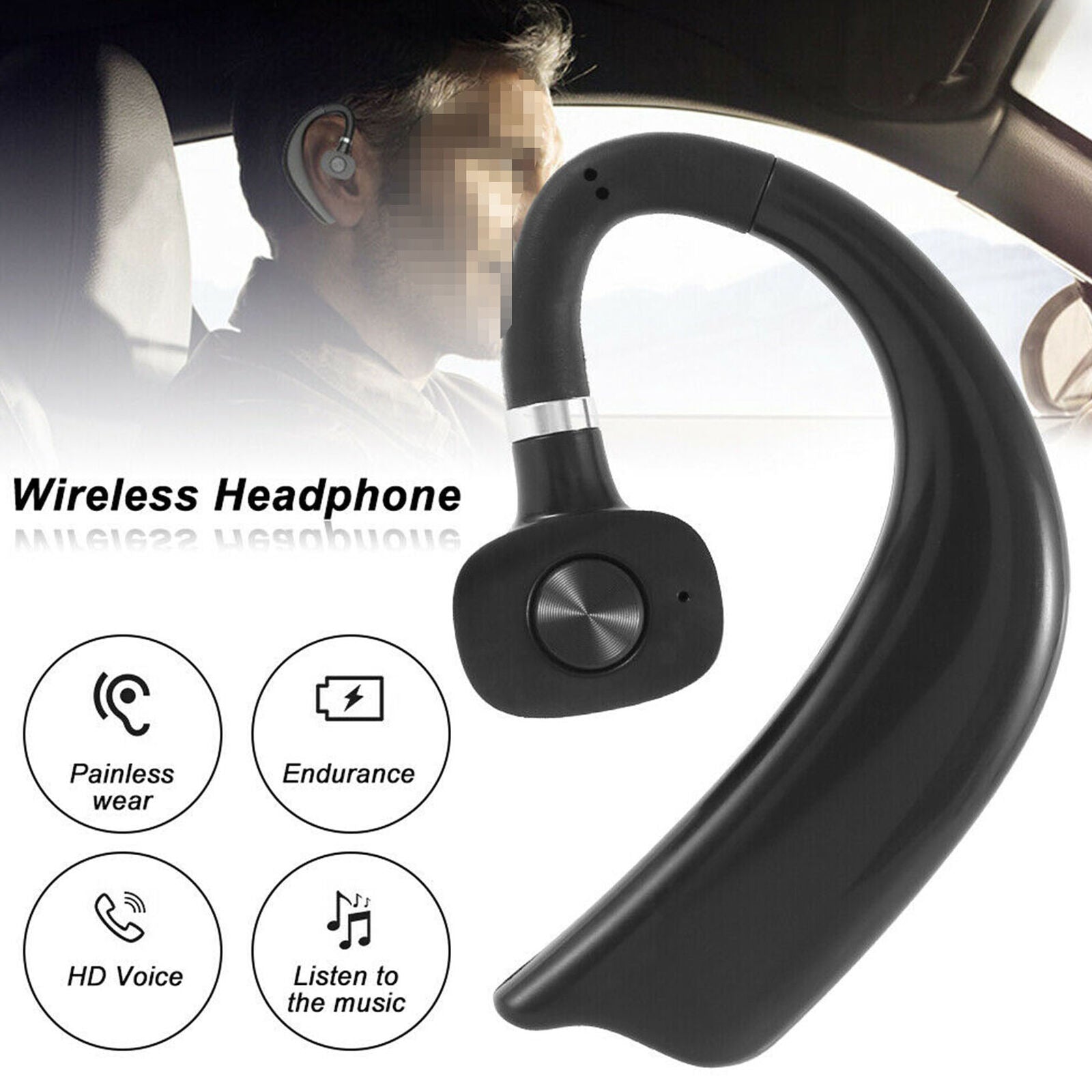 Wireless Bluetooth Noise Cancelling Headset Stereo Earbud Headphone Handfree