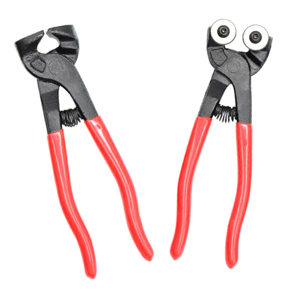 2xGlass Mosaic Cut Nippers Tile Plier Flat Tongs+Double Round Wheeled Plier
