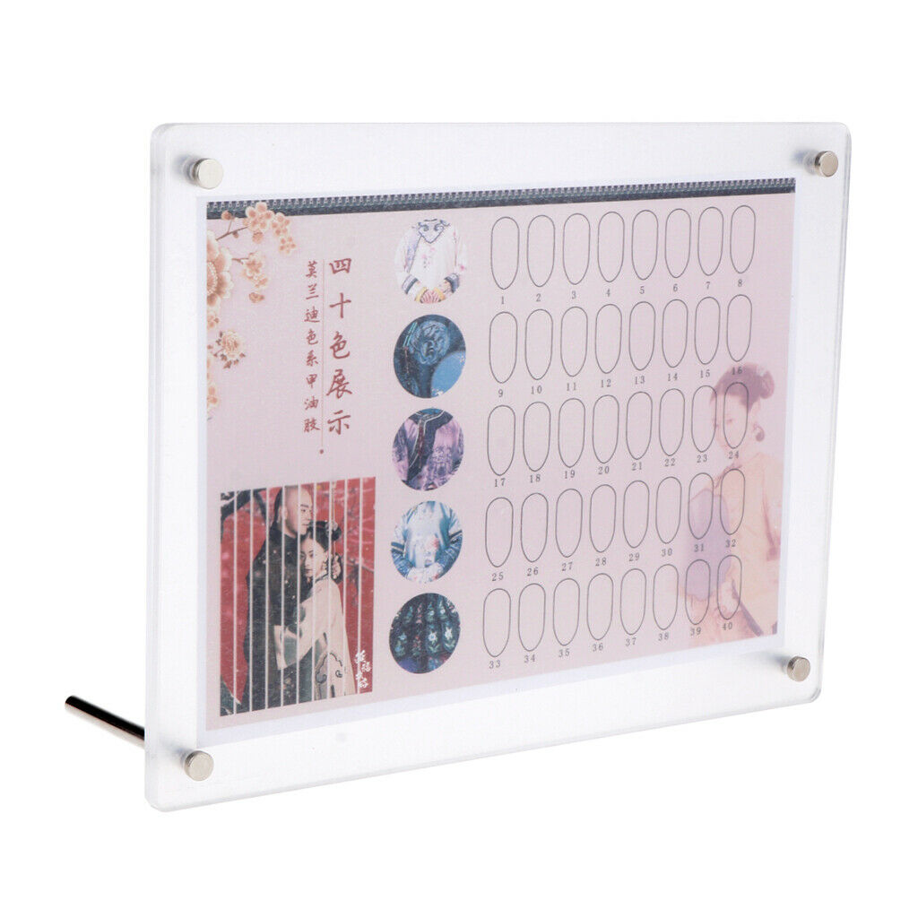 Pro 40 Colors Nail Polish Display Chart Book Color Card Acrylic Stand Board