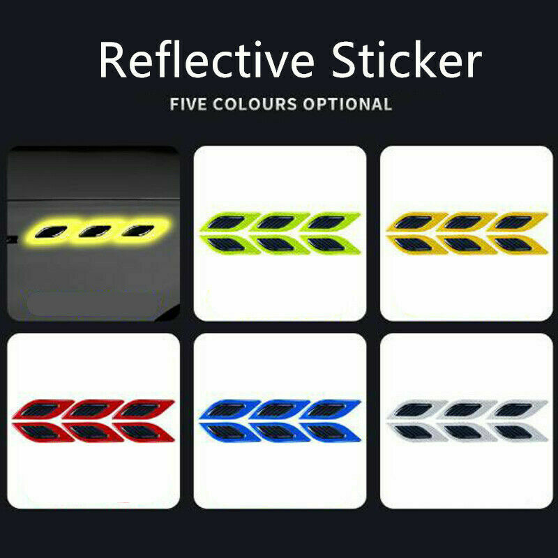 6pcs Car Vent Edge Bumper Reflective Stickers Decals Carbon Fiber Pattern Strips