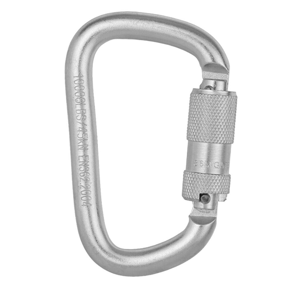 2 Pieces D Shaped Carabiner Clips for Climbing Rappelling Locking Dogs