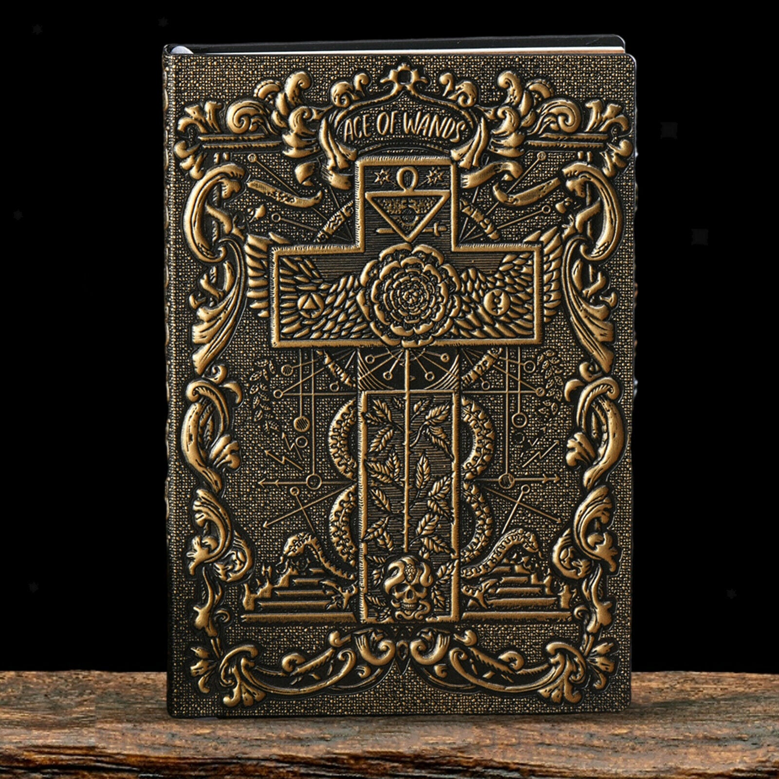 Retro Embossed Cross Pattern Writing Notebook A5 Lined Journal Bronze