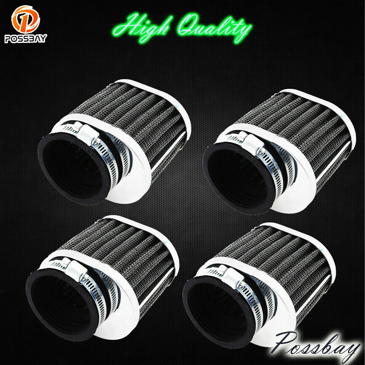 4x 50mm Universal Motorcycle Air Filter Pods For Scooter ATV Quad Dirt Pit Bike