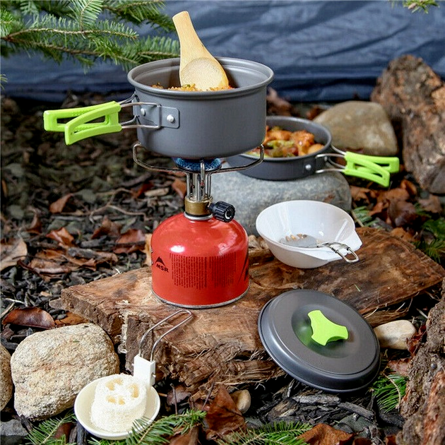 12xOutdoor Camping Hiking Cookware Cooking Picnic Pot Pan Set For 1-2 Person