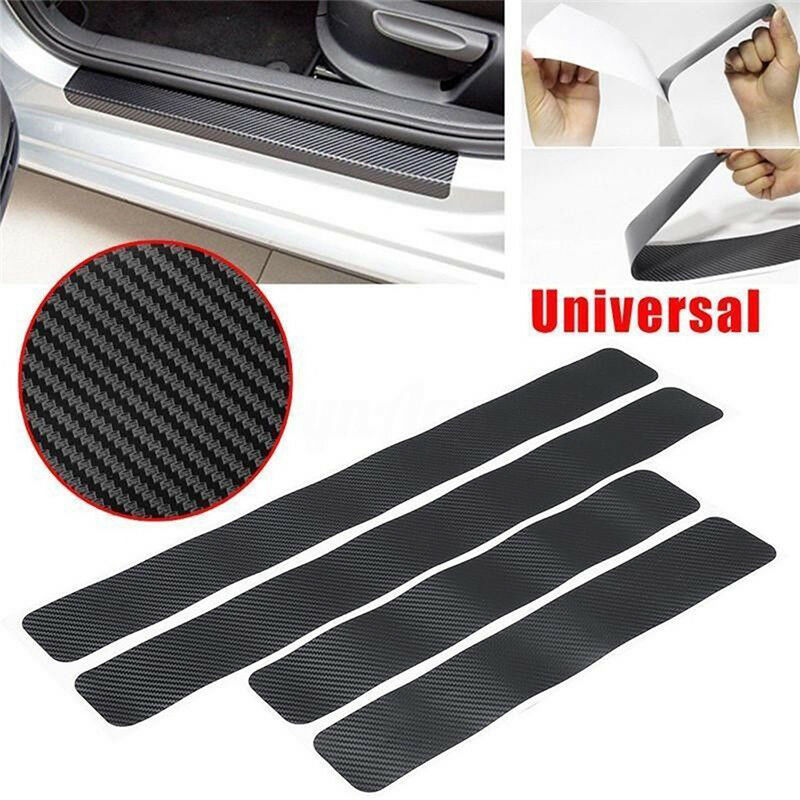 4pc Car Door Sill Scuff Carbon Fiber Stickers Welcome Pedal Protect Access.l8