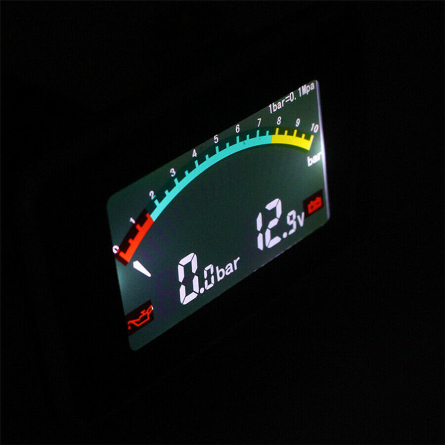 12V/24V Car Oil Pressure Gauge Digital LCD Engine Oil Pressure Meter & Voltmeter