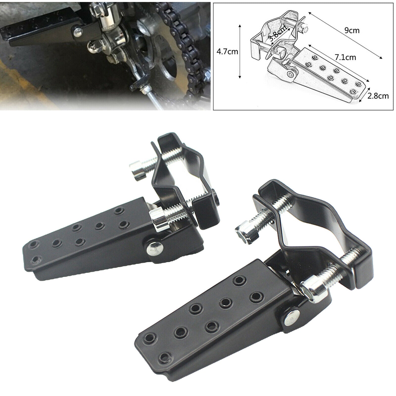 1Pair Universal 25mm-30mm Motorcycle Metal Footrests Pedals Spare Parts