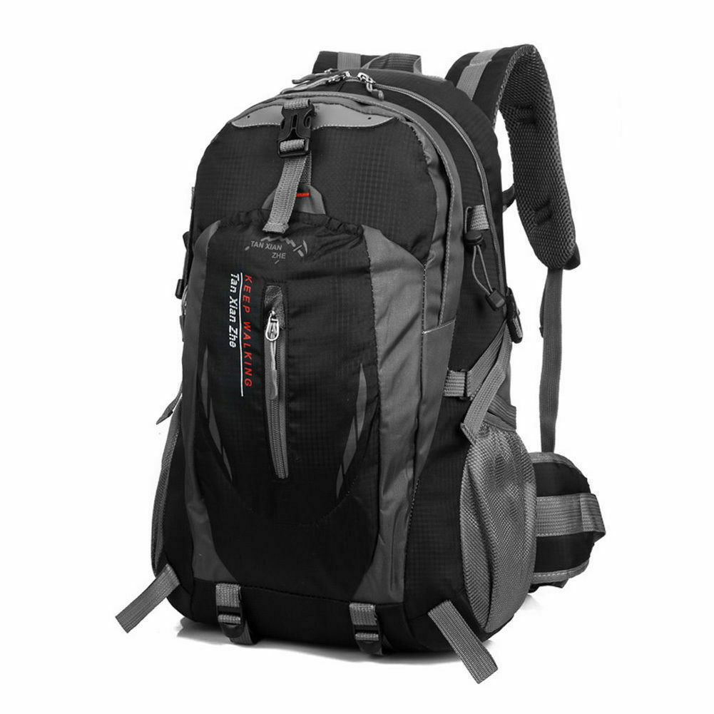 Outdoor Hiking Camping Waterproof  Nylon Rucksack Backpack Bag - Black