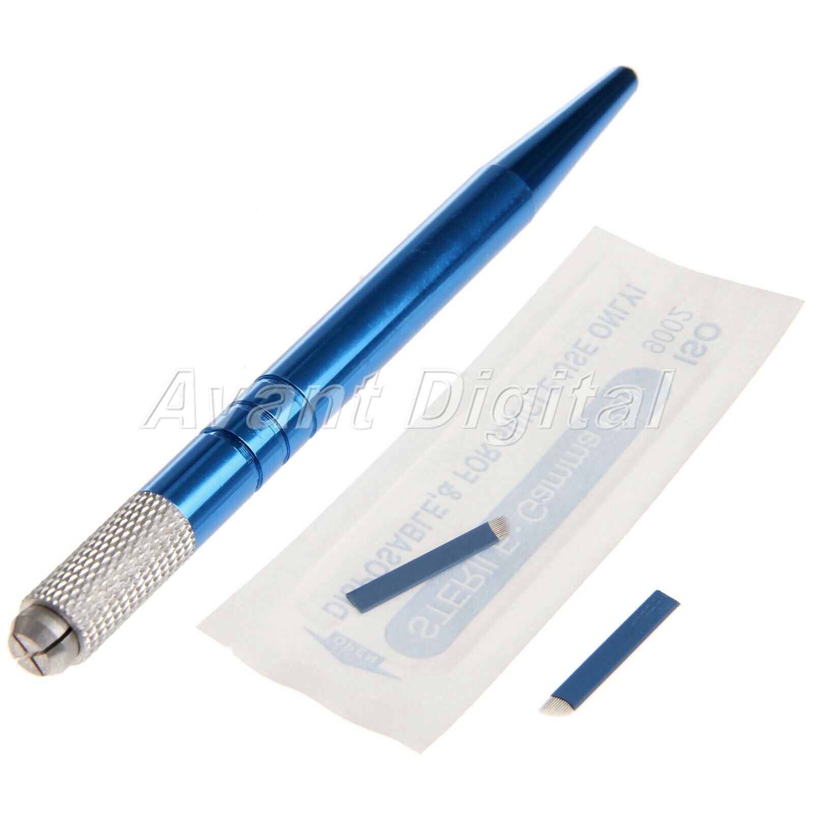 Set MicrobladIing Tattoo Pen & 10pc 12pin Blades Needle Eyebrow Permanent Makeup