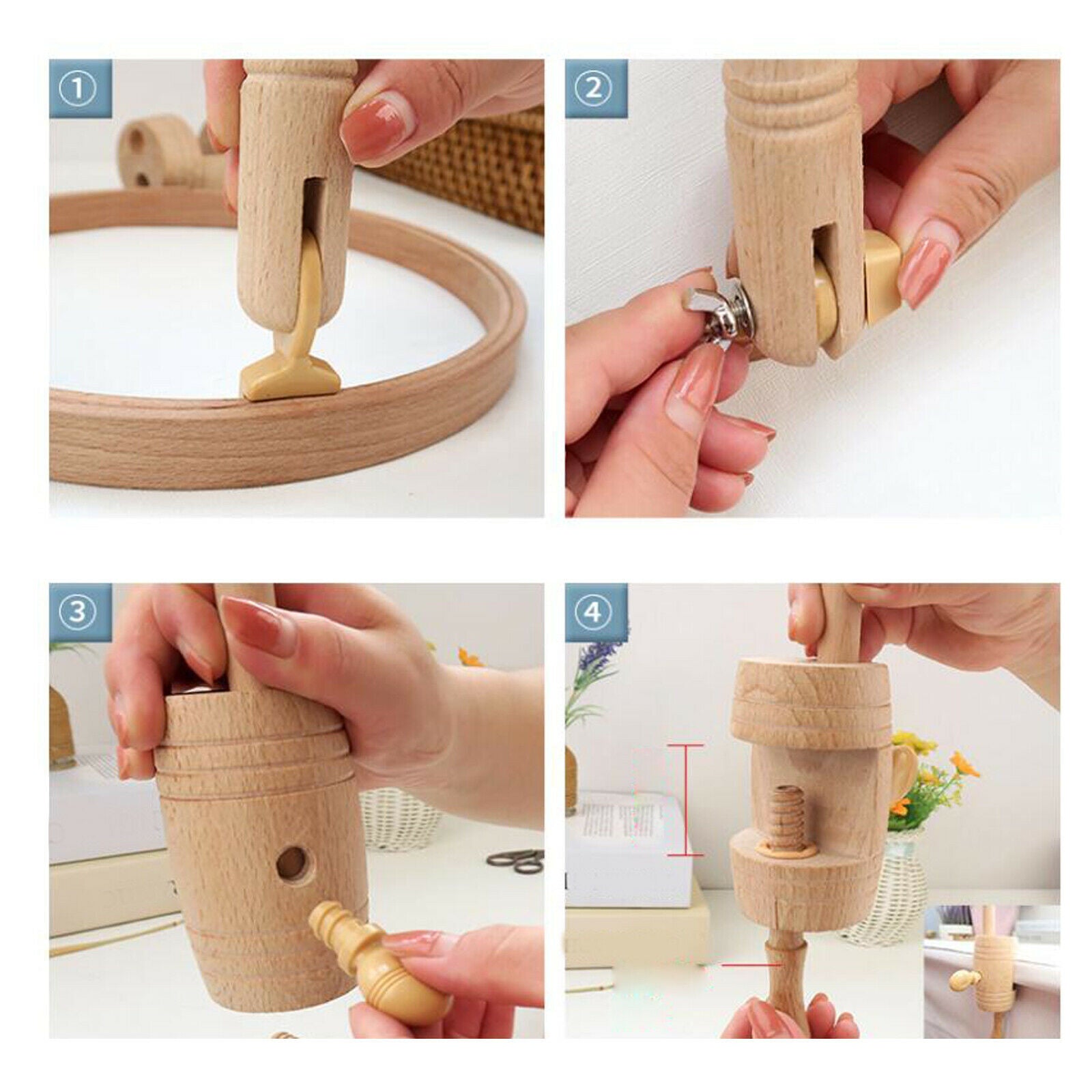 Embroidery Stand Adjustable Natural Beech Wooden Frame for Dinning Table