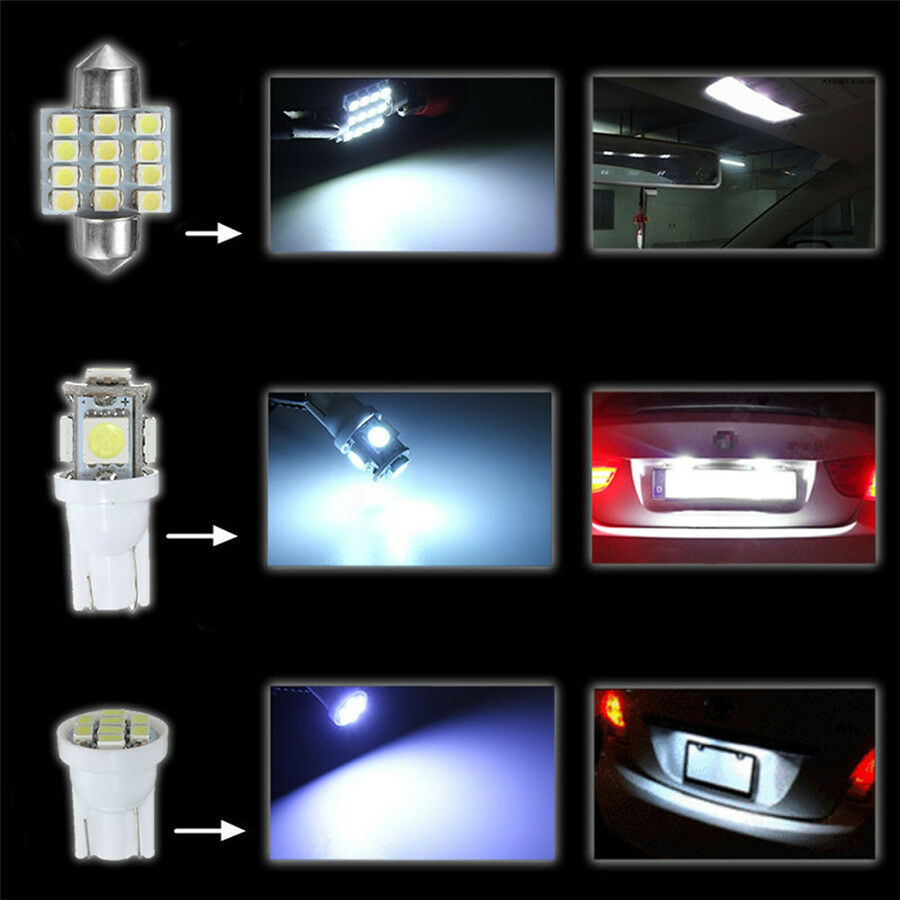 10x LED Lights Xenon White Car Interior Map Dome Reading License Plate Lamp Bulb