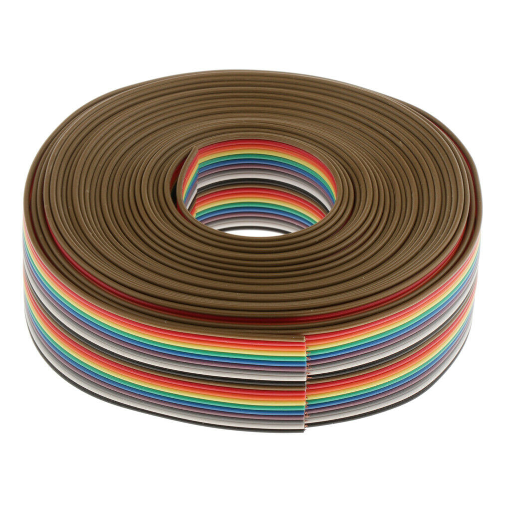 20 Pins Multicolor Flat Rainbow Ribbon Cable 16.4ft 2.5cm Width Wiring Wire