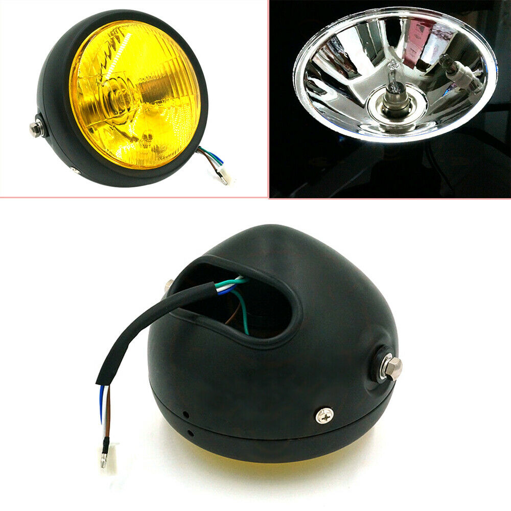 6.5" 12V Amber Glass Motorcycle Cruiser Headlight Spot Fog Light High/Low Beam