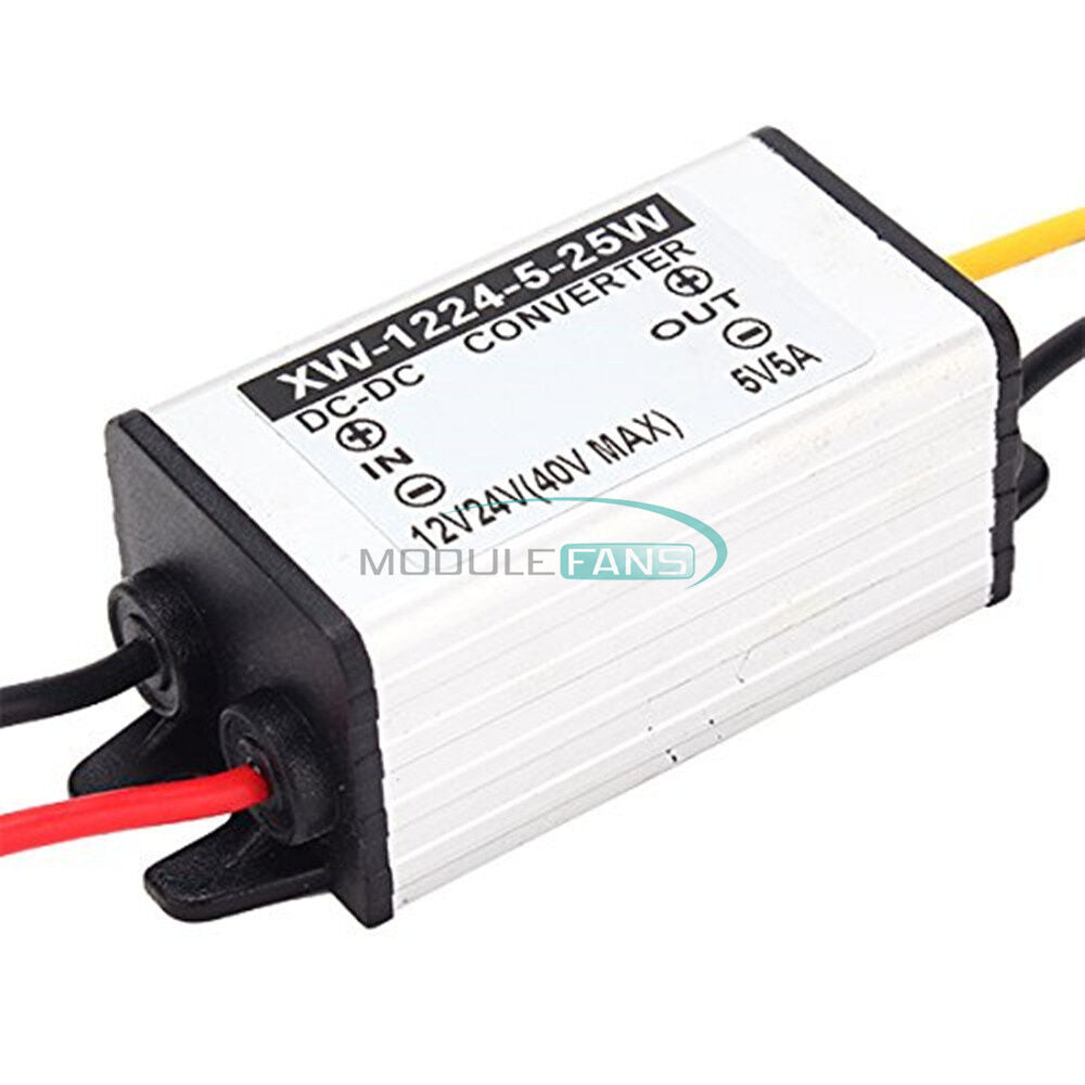 12V/24V to 5V 5A 25W DC-DC Converter Step Down Buck Power Supply Regulator