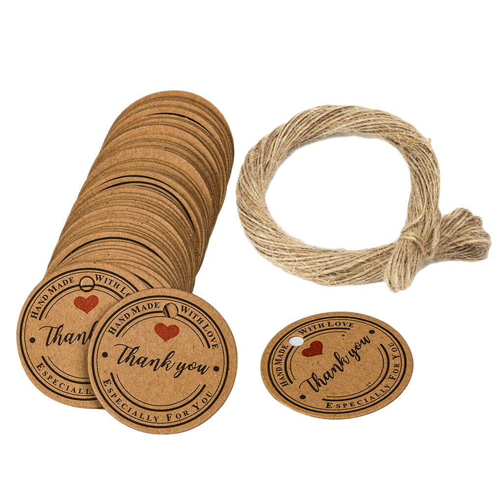 100x Lots Thank You Gift Tags Hanging Tags w/ Rope Decorative Tags DIY Decor