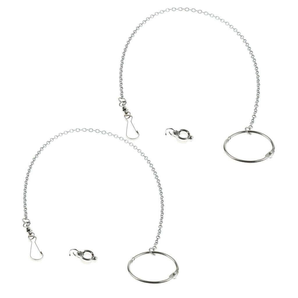 2 Pcs Bird Training Ring Parrot Foot Stainless Steel Fission Chain Leash, Easy