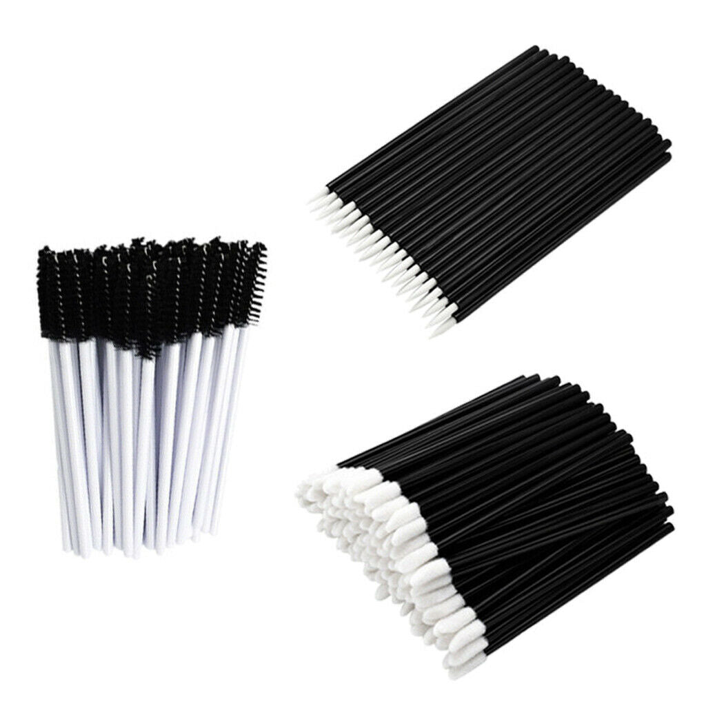 150Pcs Disposable Eyelash Mascara Wands Lip Eyeliner Makeup Brush Kit Black