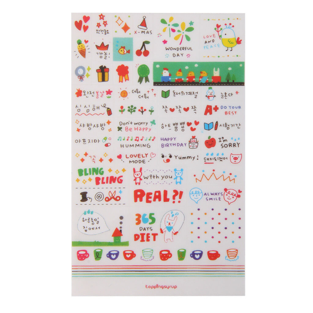 6 Sheets Cute Album Scrapbooking Calendar Diary Planner Card Stickers Decors