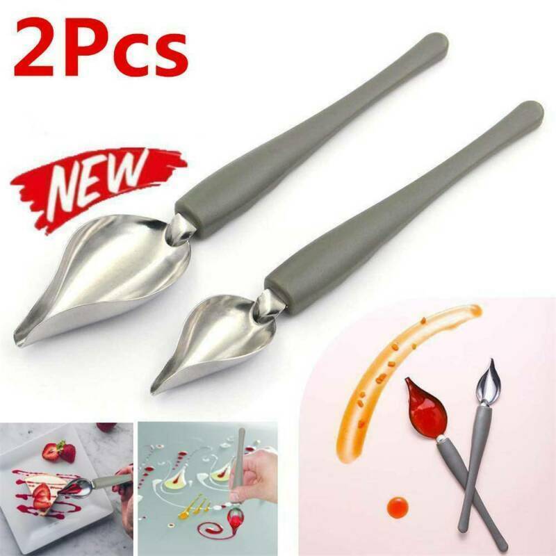Chef Valon Sauce Plating Art Pencil Dish Coffee Draw Tool Spoon Stainless Steel.