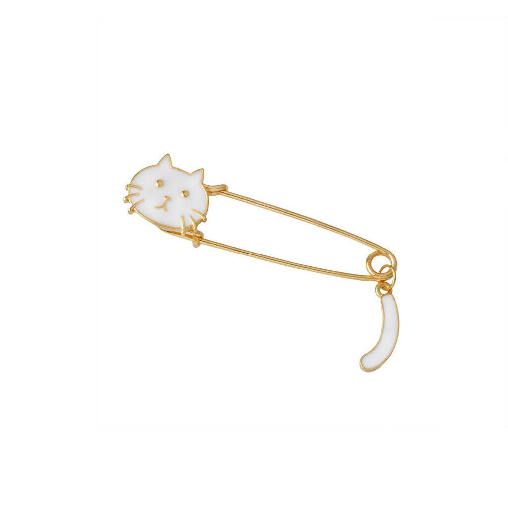 Prettyia 2pcs Women Kilt Pin Animal Cat Brooch Large Safety Pins Charming enamel