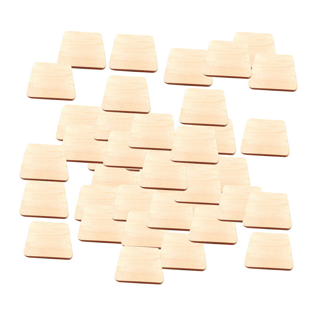 50 Pack Square Unfinished Log Wooden Pieces DIY Wooden Crafts DIY 1.6inch