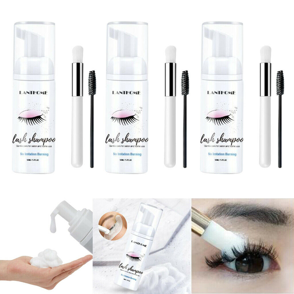 3x Eyelash Extension Shampoo 50ml Lash Foam Foaming Cleanser for Salon Home