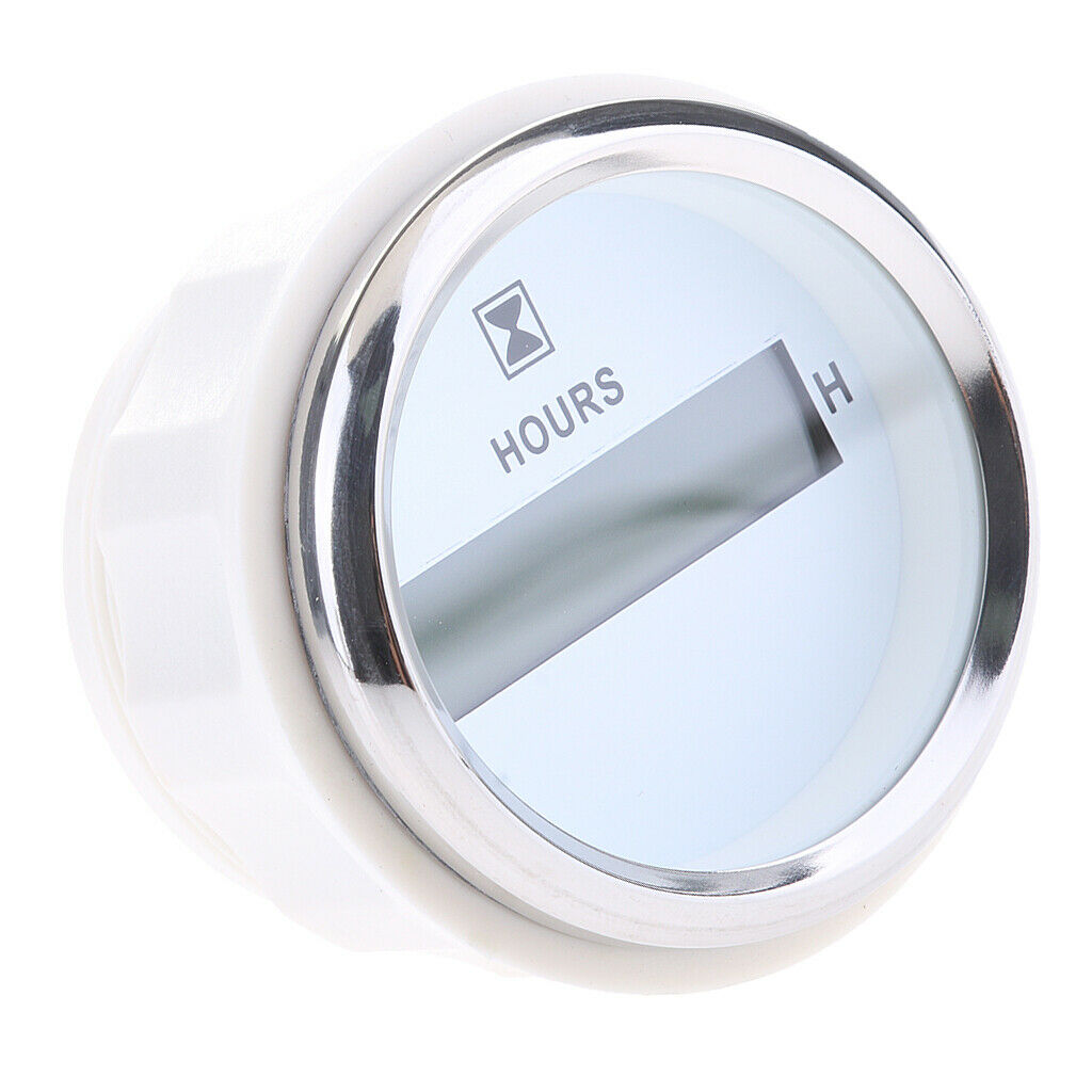 2pcs Marine Boat Digital Hour Meter 52mm Round Gauge Waterproof  White