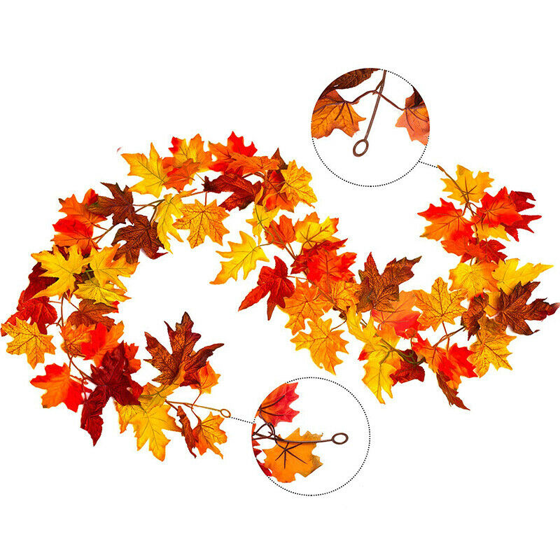 1X(2 Pcs Artificial Autumn Maple Leaves Garland, Fall Hanging Plant for Home9I8)