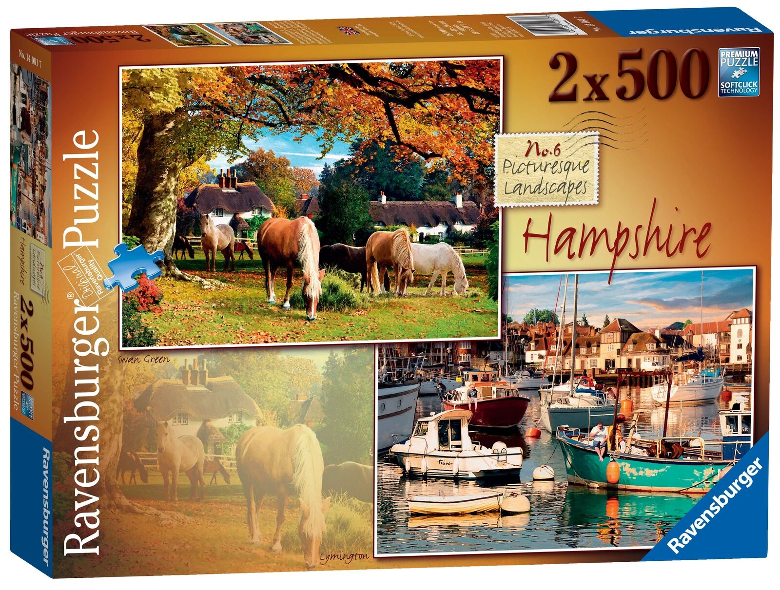 14081 Ravensburger Picturesque Hampshire Jigsaw Puzzle 2x 500pc Age 10 Years+