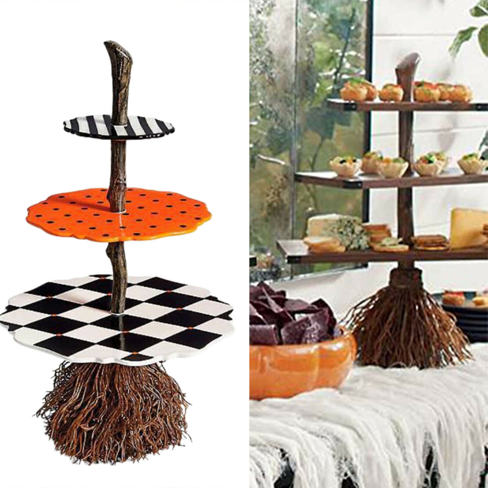 3-Tier Halloween Snack Stand Plastic Cupcake Dessert Plates Fruit Display