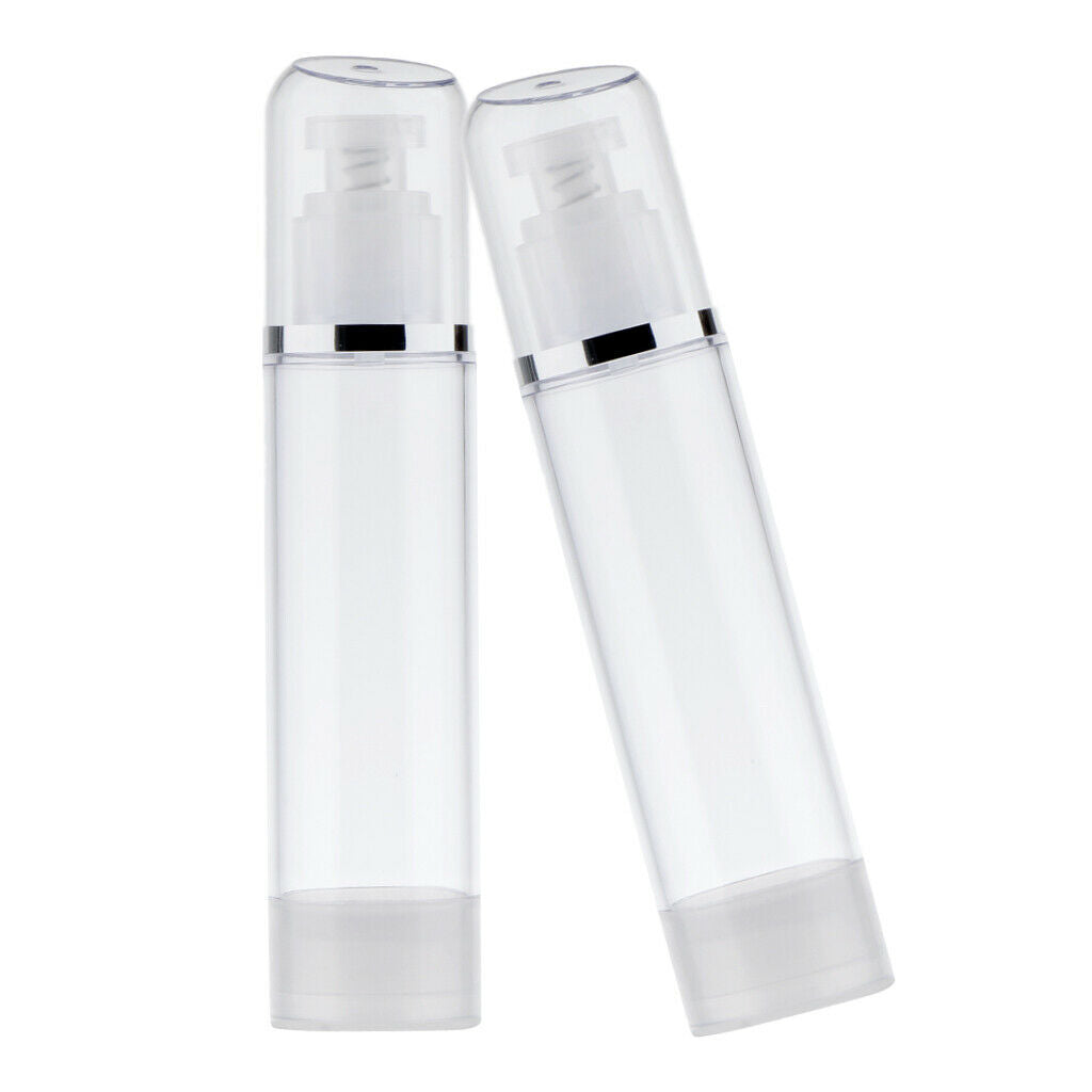 2PCS Portable Airless Bottle 100ml Cosmetic Treatment Pump Bottles Travel Empty