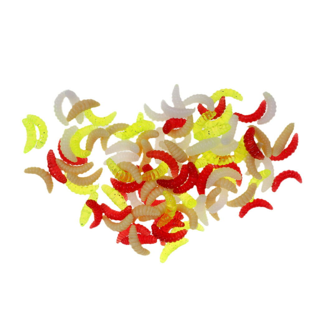 100pcs Silicone Colorful Maggots EarthWorm Soft Lures Fishing Tackle Baits