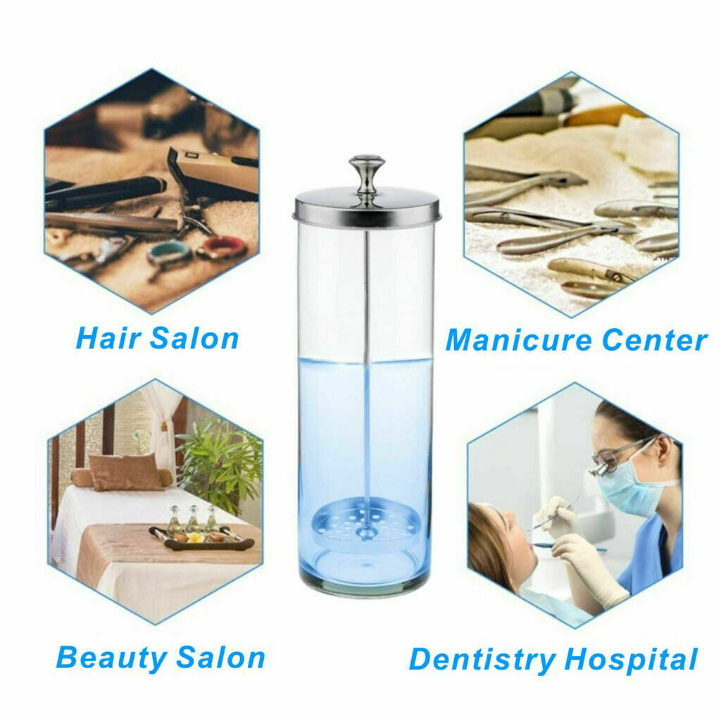 Glass Disinfectant Jar For Barber Styling Scissors Nipper Manicure Tools L