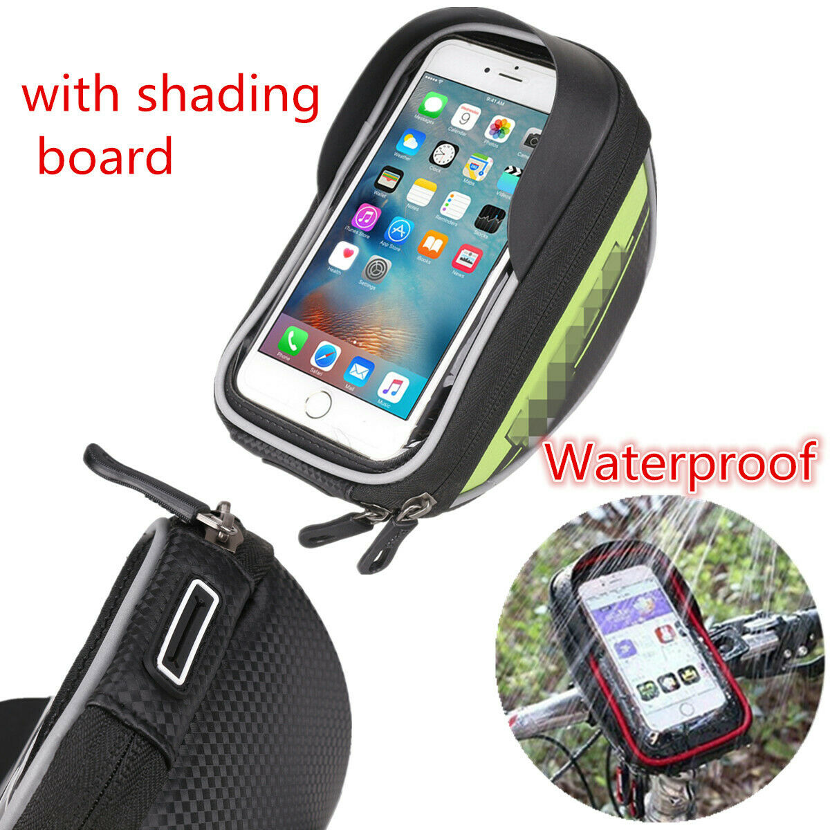 1X Handlebar Waterproof Mobile Phone Charger Bag with Transparent Touch Surface