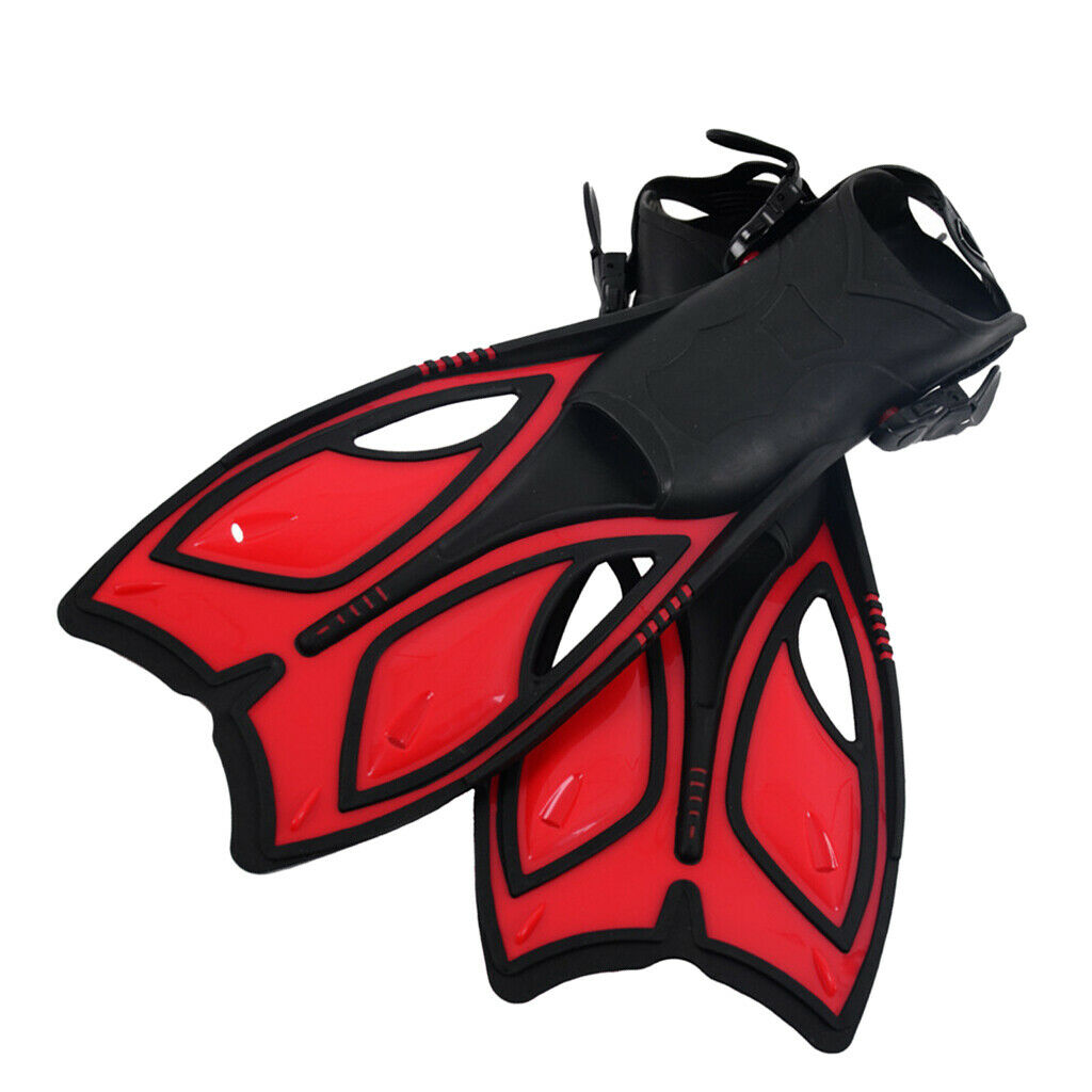 Adjustable Adults Flippers Swimming Snorkeling Diving Training Fins Red M