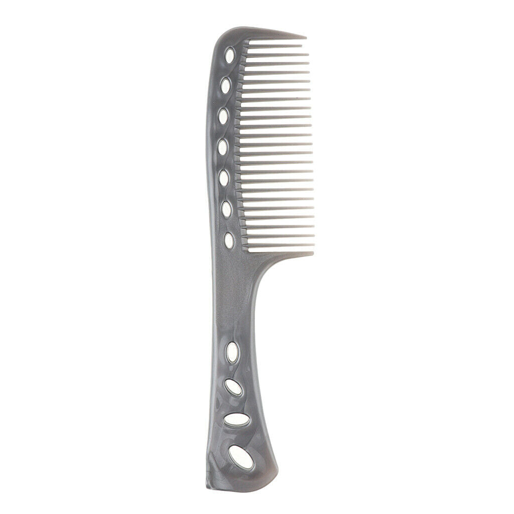 Hairdressing Salon Plastic Anti-static Handle Wide Tooth Hair Comb Gray