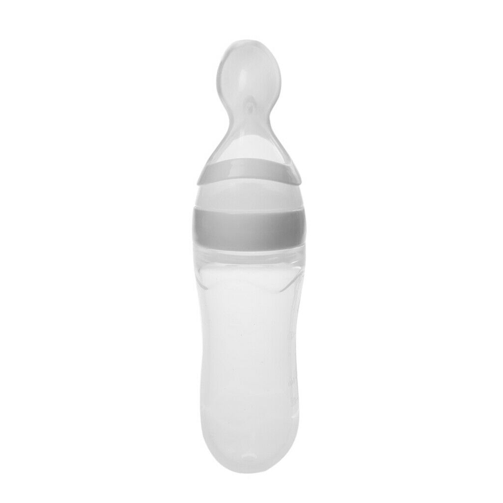 Infant Baby Silicone Feeding With Spoon Feeder Food Rice Cereal Bottle White