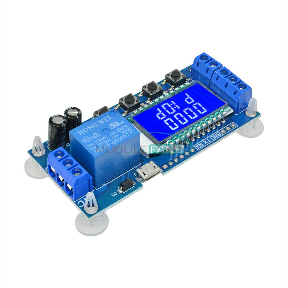 2PCS 6-30V Micro USB Relay Module Delay Trigger Cycle Timer Circuit LCD Switch