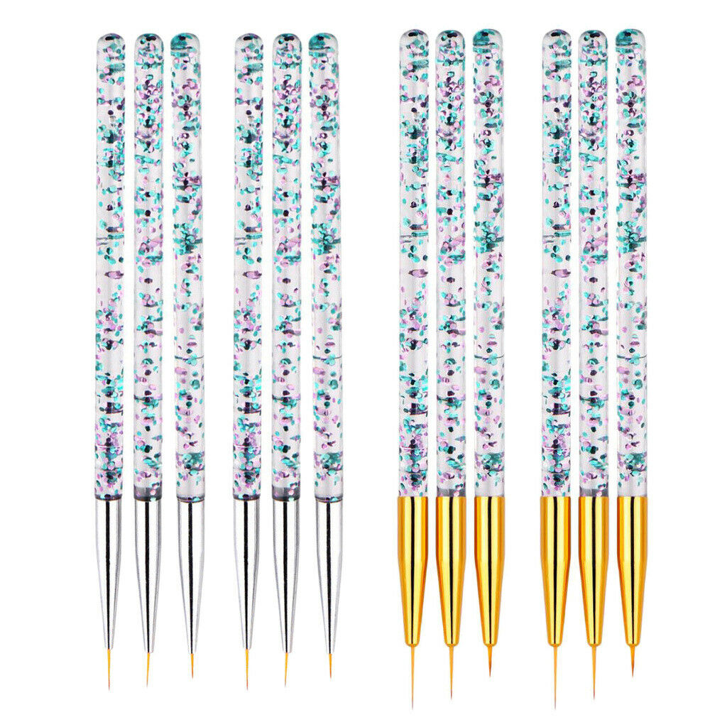 12x Super Fine Nail Art Liner Striping Brush Set for Thin Lines Tiny Details