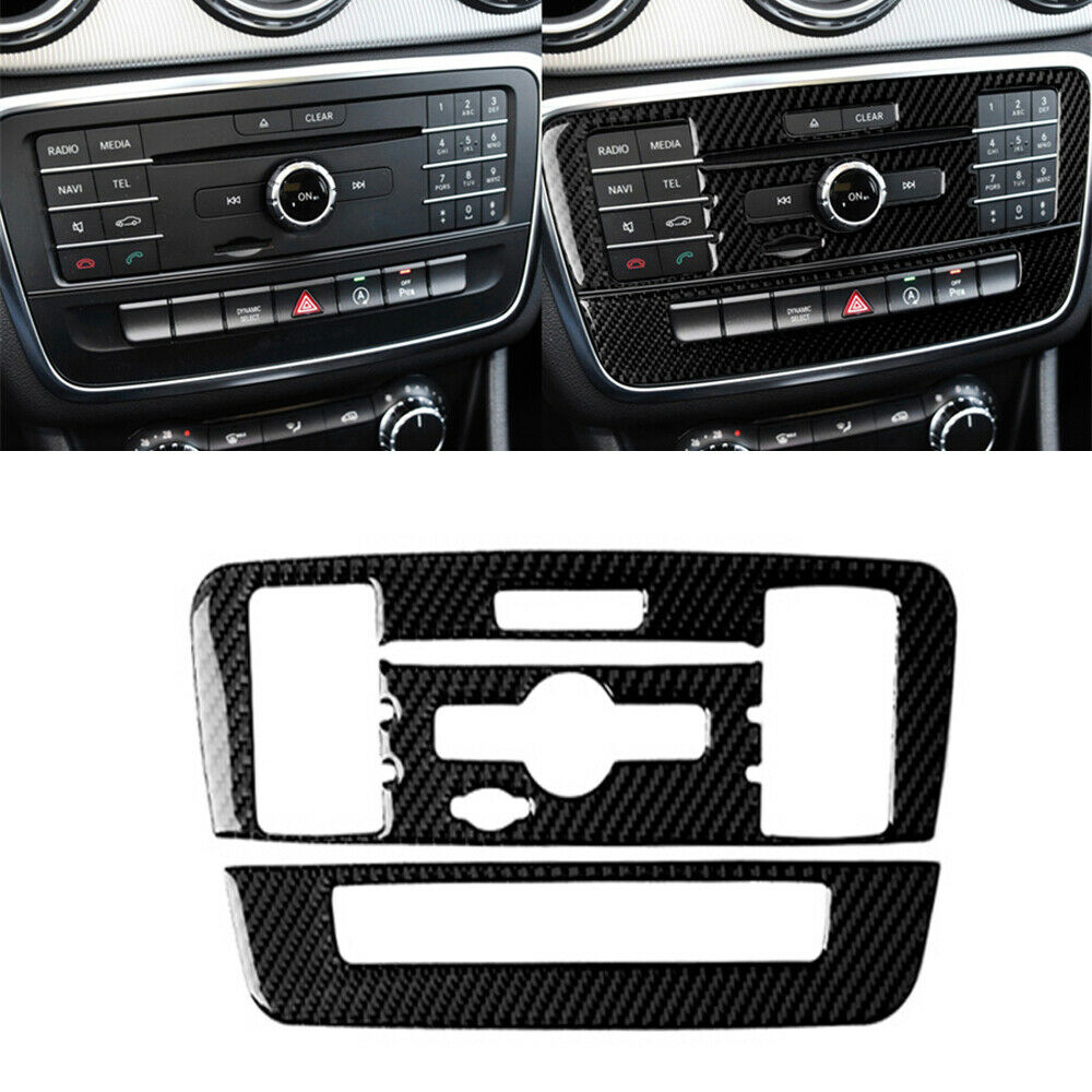 For Mercedes Benz GLA CLA Center Control CD Panel Decor Cover Trim Carbon Fiber