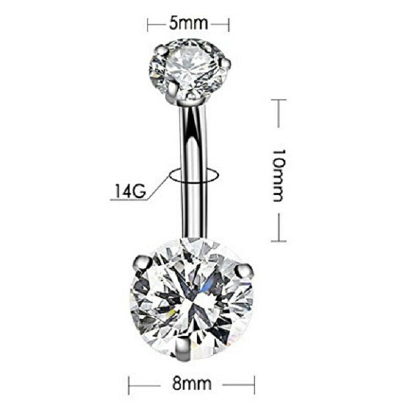 7x/Set Stainless Steel Crystal Belly Button Rings Navel Body Jewelry Piercing Kt