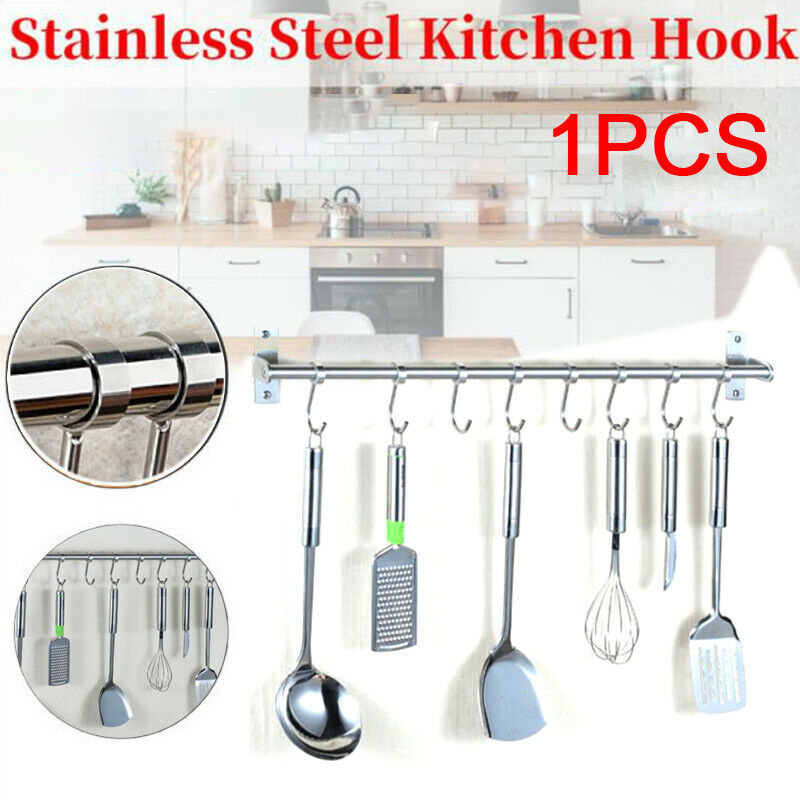 1Pc Kitchen Wall Mounted Coat Hooks Movable Stainless Steel Bathroom Ho.l8