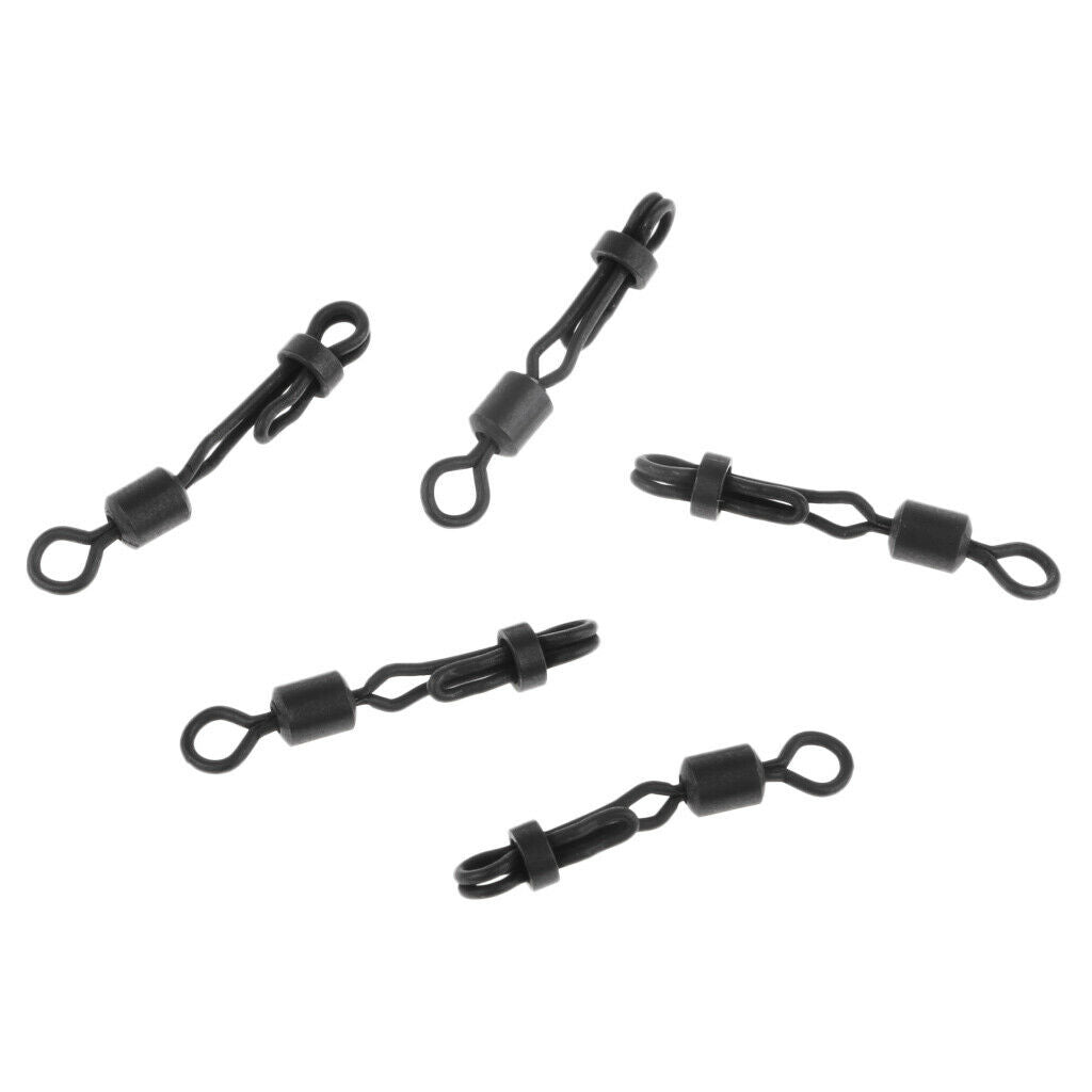 5pcs Quick Change Rolling Swivels Fishing Hooks Line Connectors Matt Black