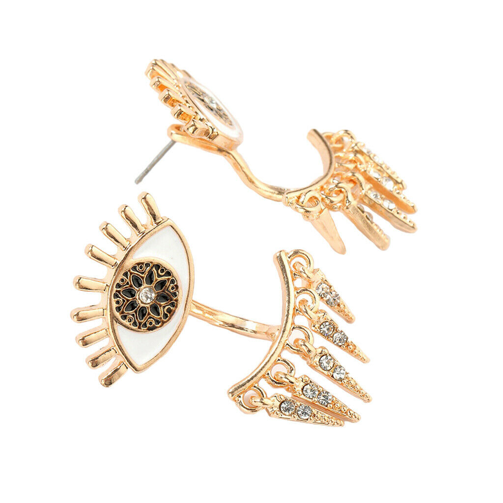 Crystal Rhinestone Golden Eyes Stud Earrings Personality Earrings for Gifts
