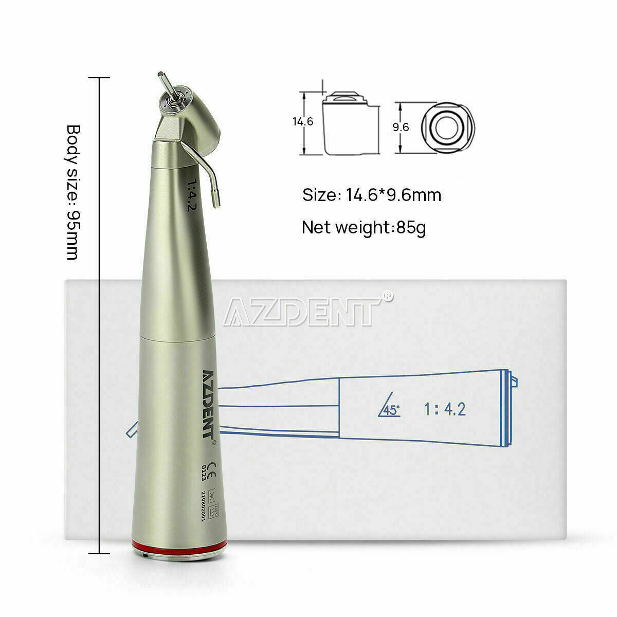Dental 1:4.2 Increasing Handpiece Fiber Optic 45° Angle Push Button External