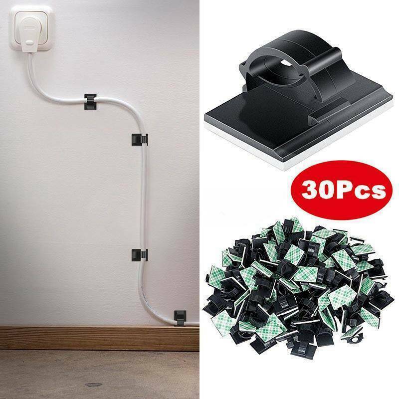 30pcs Self-Adhesive Cable Car Wire Clips Ties Plastic Rectangle Cable Holder New
