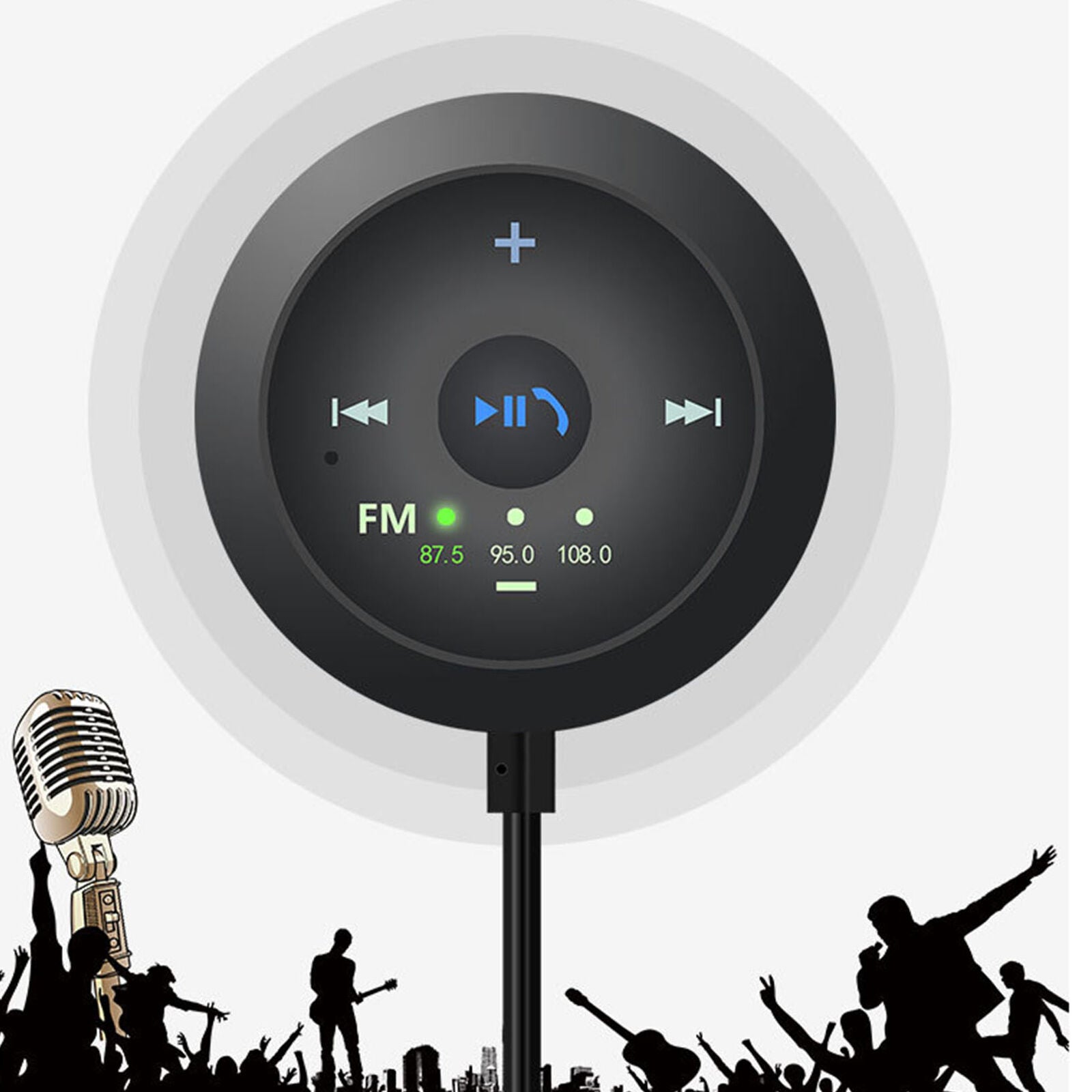 AUX-in Bluetooth Wireless Receiver Adapter FM Transmitter for Car Stereo Audio